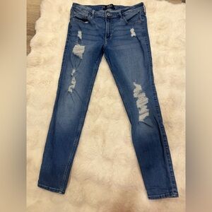 Hollister Women's Distressed Mid-Rise Super Skinny Jeans - Blue